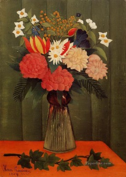 ramo de flores con una rama de hiedra 1909 Henri Rousseau Postimpresionismo Primitivismo ingenuo Pinturas al óleo